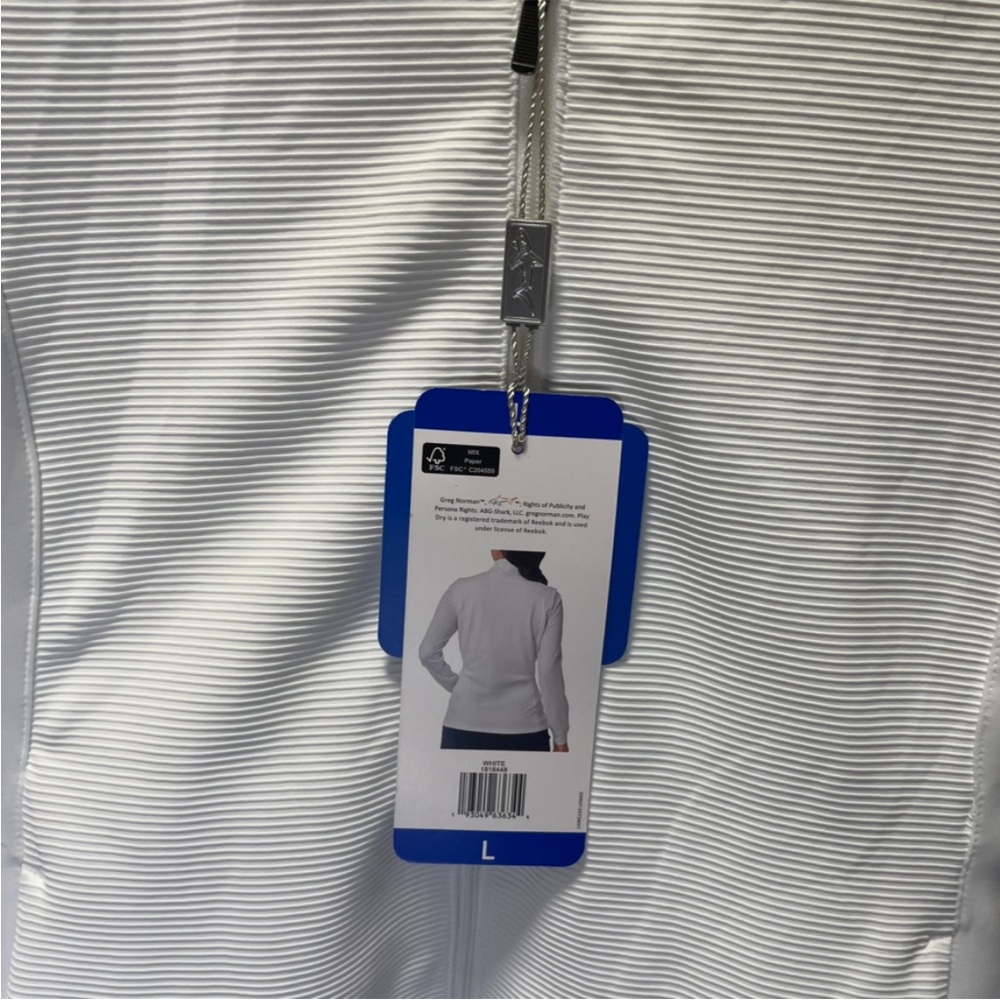 Greg Norman Collection NWT White Ribbed Zip-Up Vest Stand Collar Size L - Picture 3 of 6